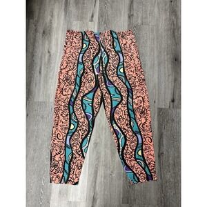 Vintage 80s Gitano Gecko Hawaii Art Deco Classic Multi Stripe Beach Pants Med